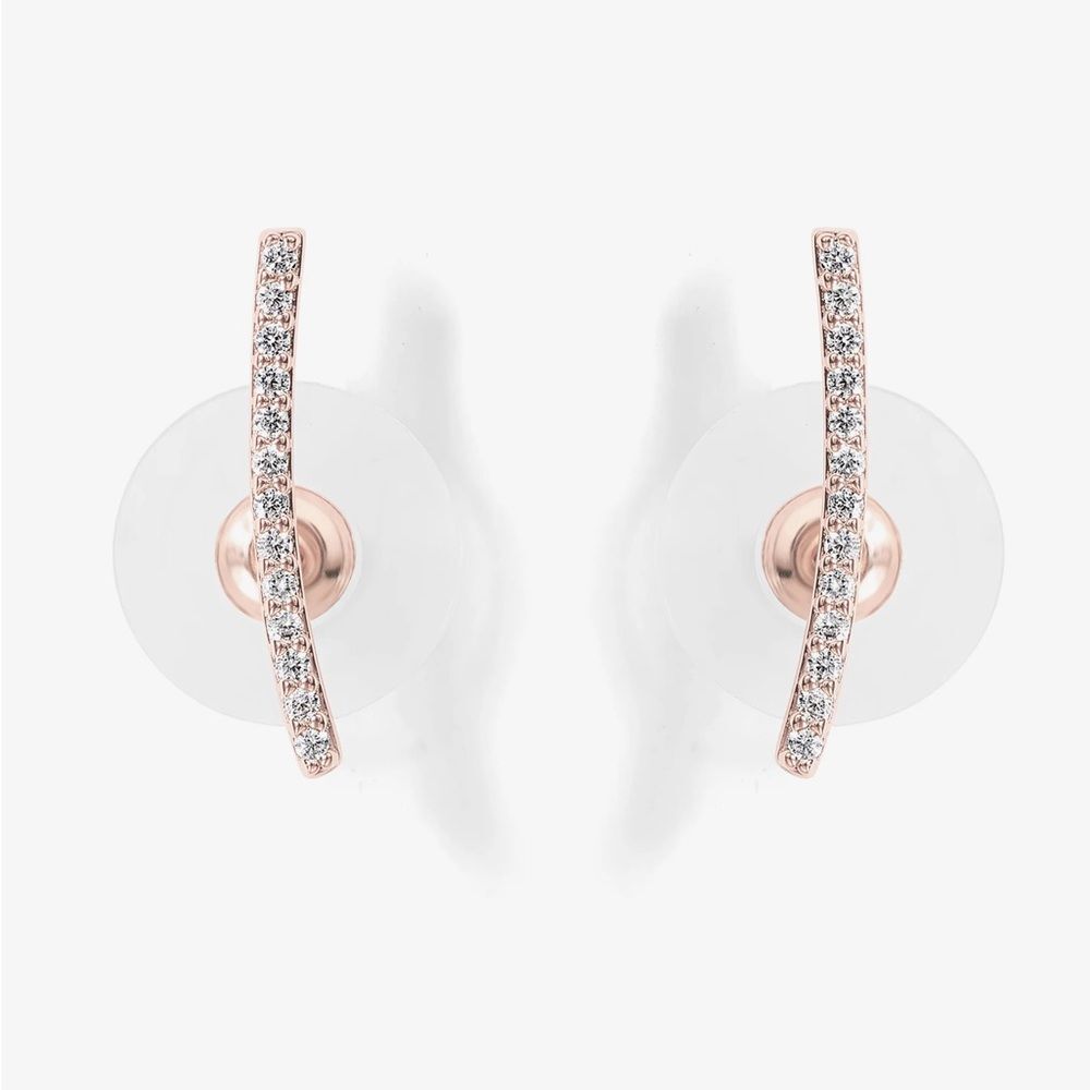 Rose Gold Toned Rhinestone Crawler Earrings - Picture 5 of 5